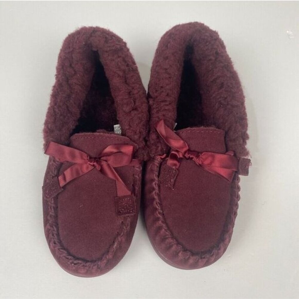 BEARPAW Women Moccasin Comfortable & Light-Weight Slipper/Shoe Size 7 Wool Wine